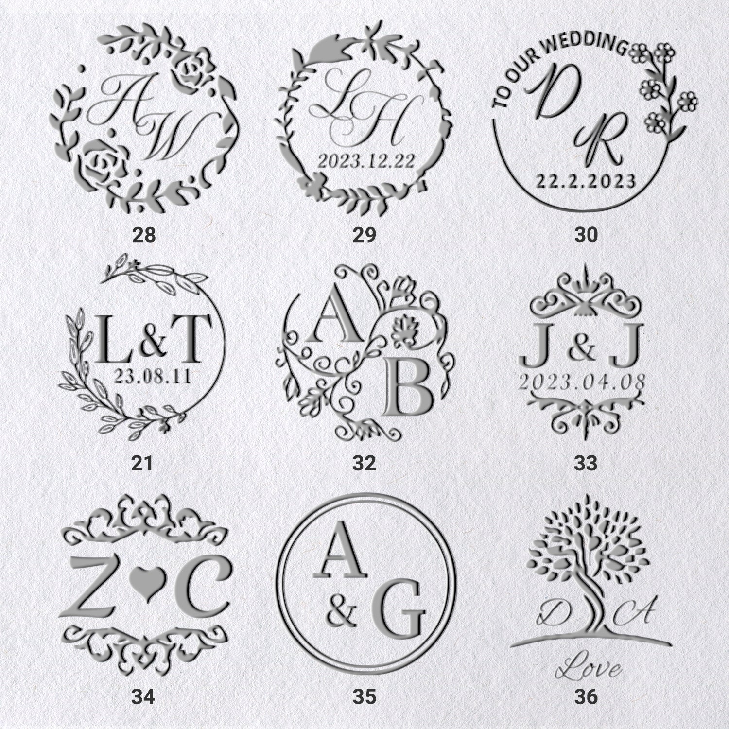 Chancelas de Monograma de Casamento com Iniciais Personalizadas (36 Designs) 28-361