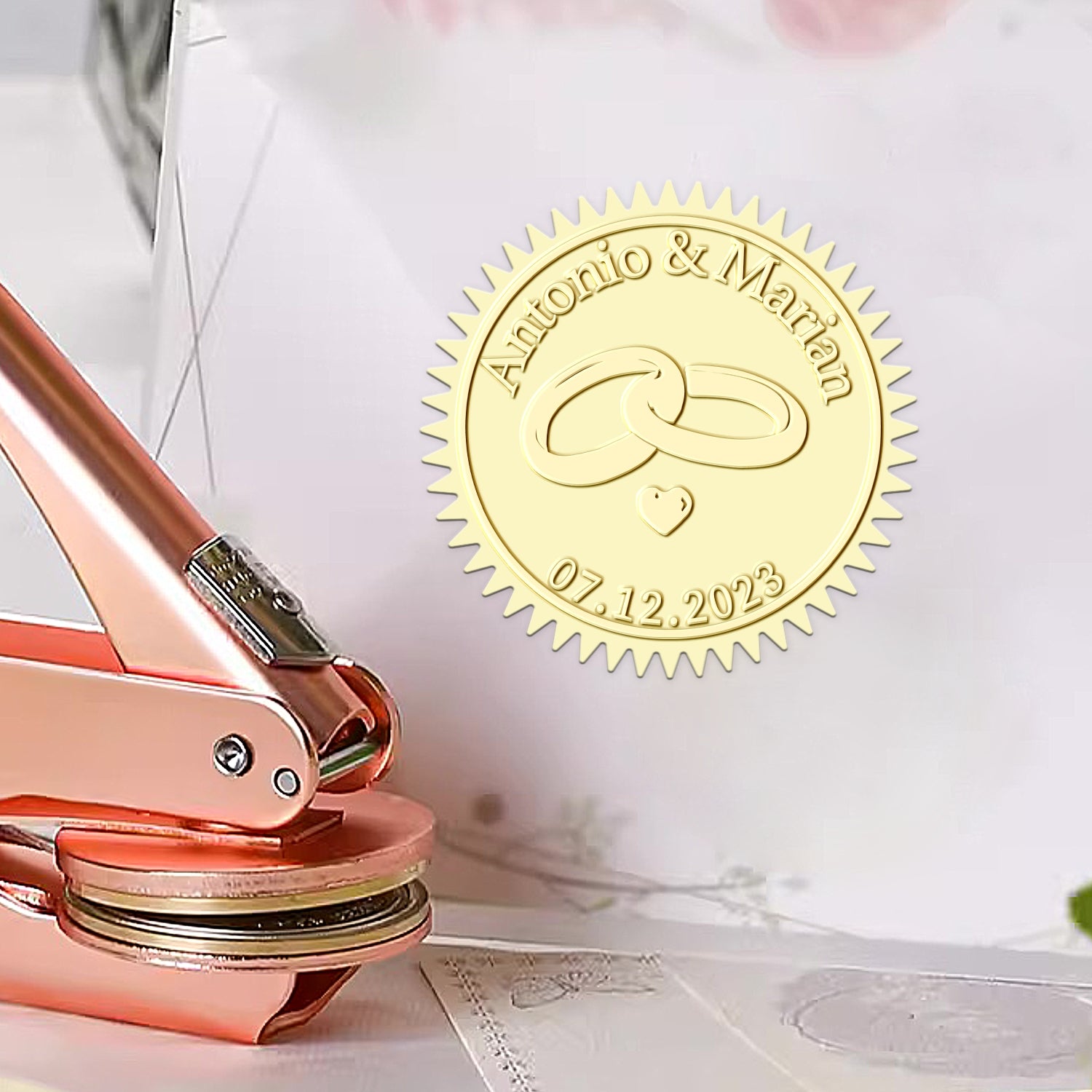 Anéis de Casal Personalizados Chancela de Casamento 1271