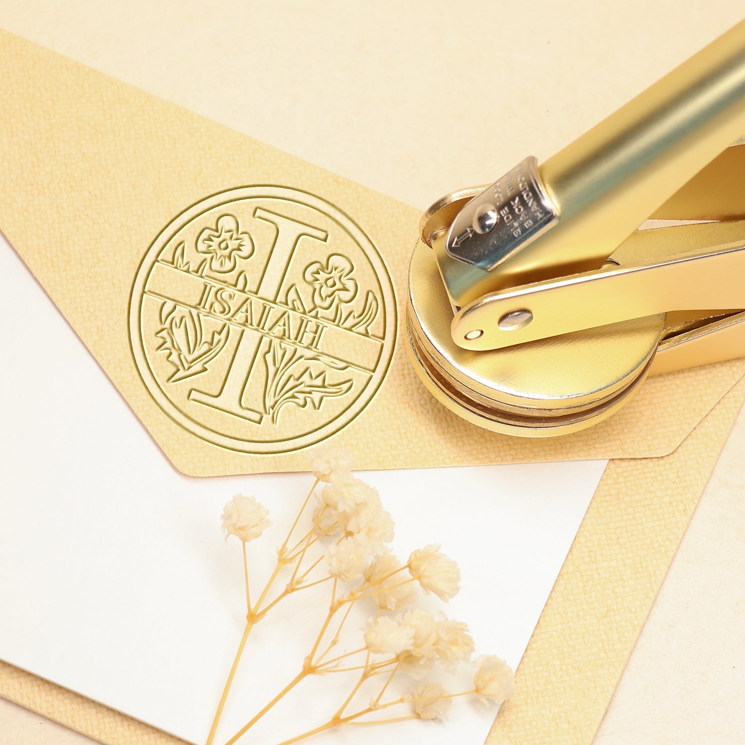 Chancela de Nome Floral Personalizada de 26 Letras - I I11