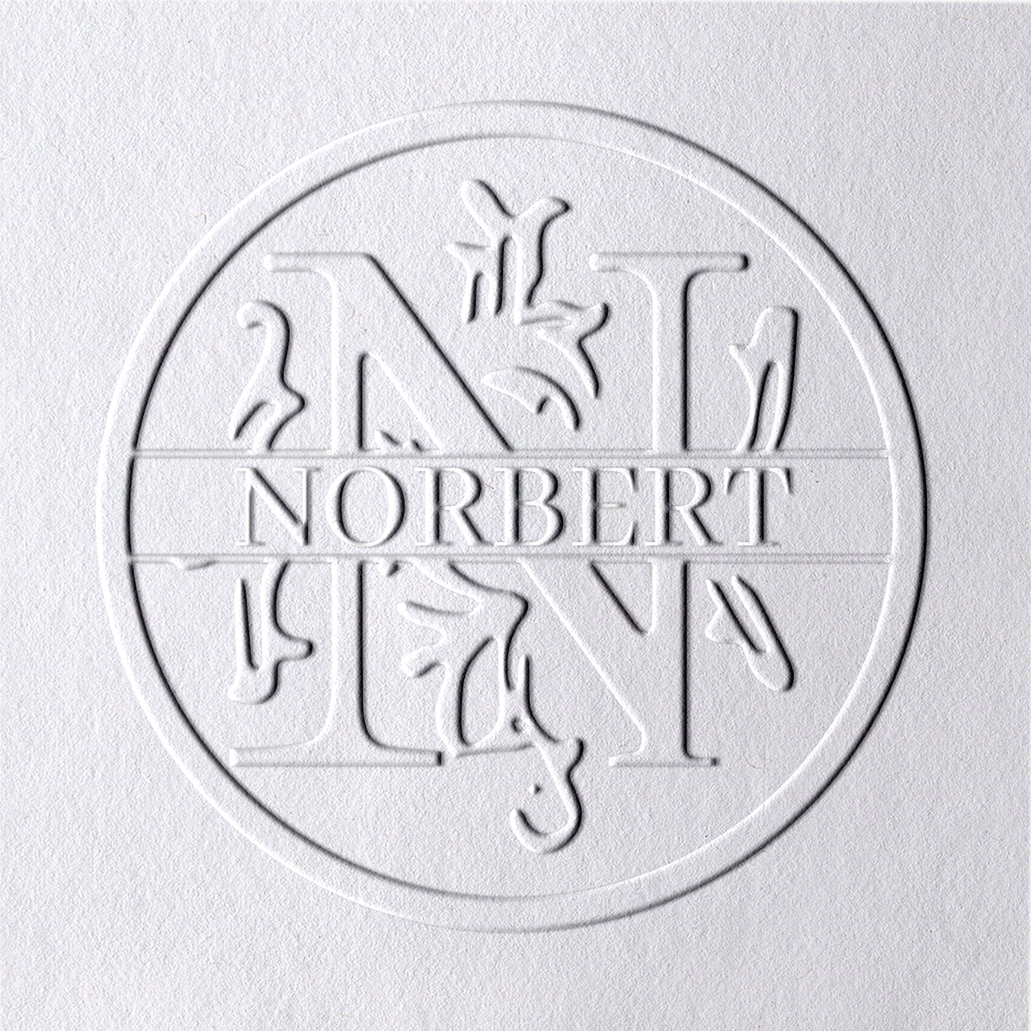 Chancela de Nome Floral Personalizado de 26 Letras - N N1
