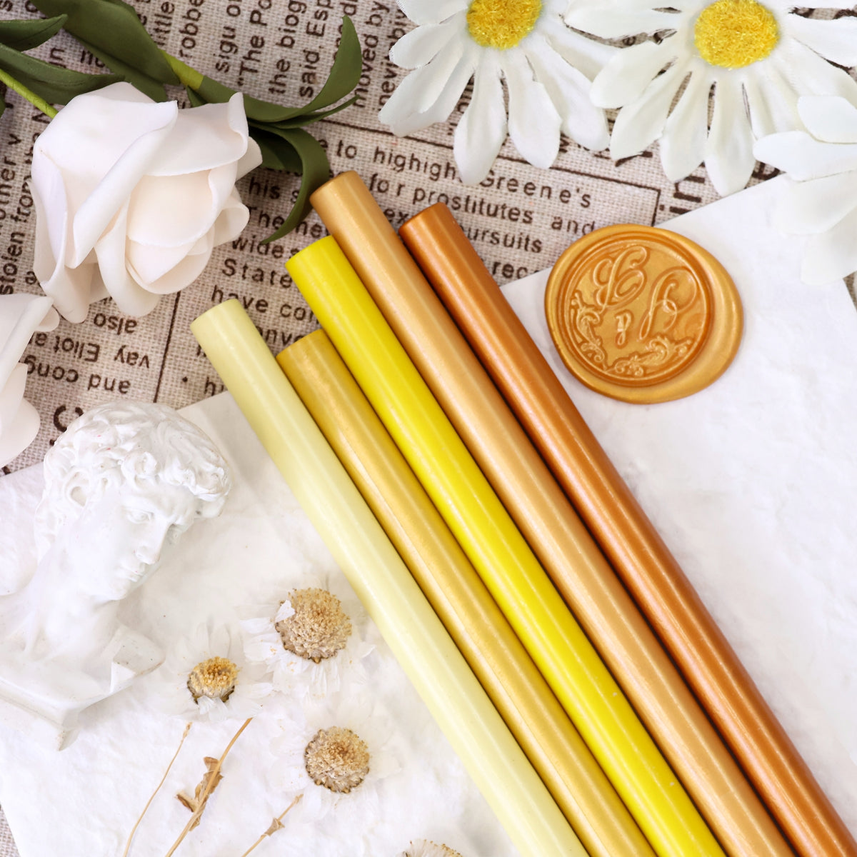 Conjunto de Bastões de Lacre Amarelo para Sinete (20 Peças Aleatórias)1