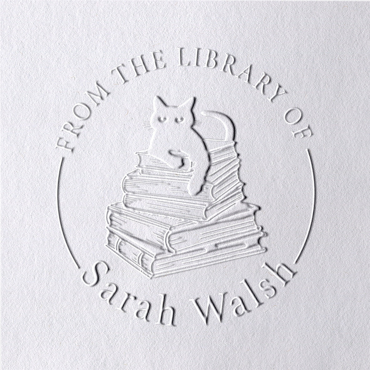 Chancela de Livros Personalizada de Gato e Livros da Biblioteca2