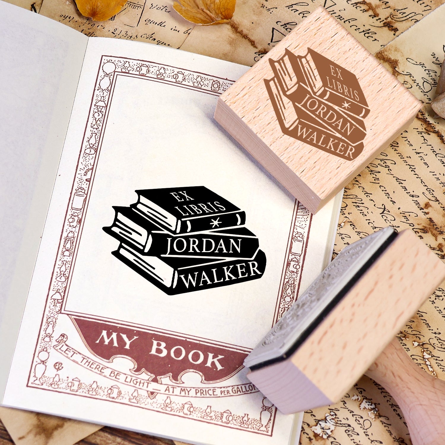 Carimbo de Borracha de Madeira Ex-Libris de Livro Personalizado Twin Soaring Swallow 2