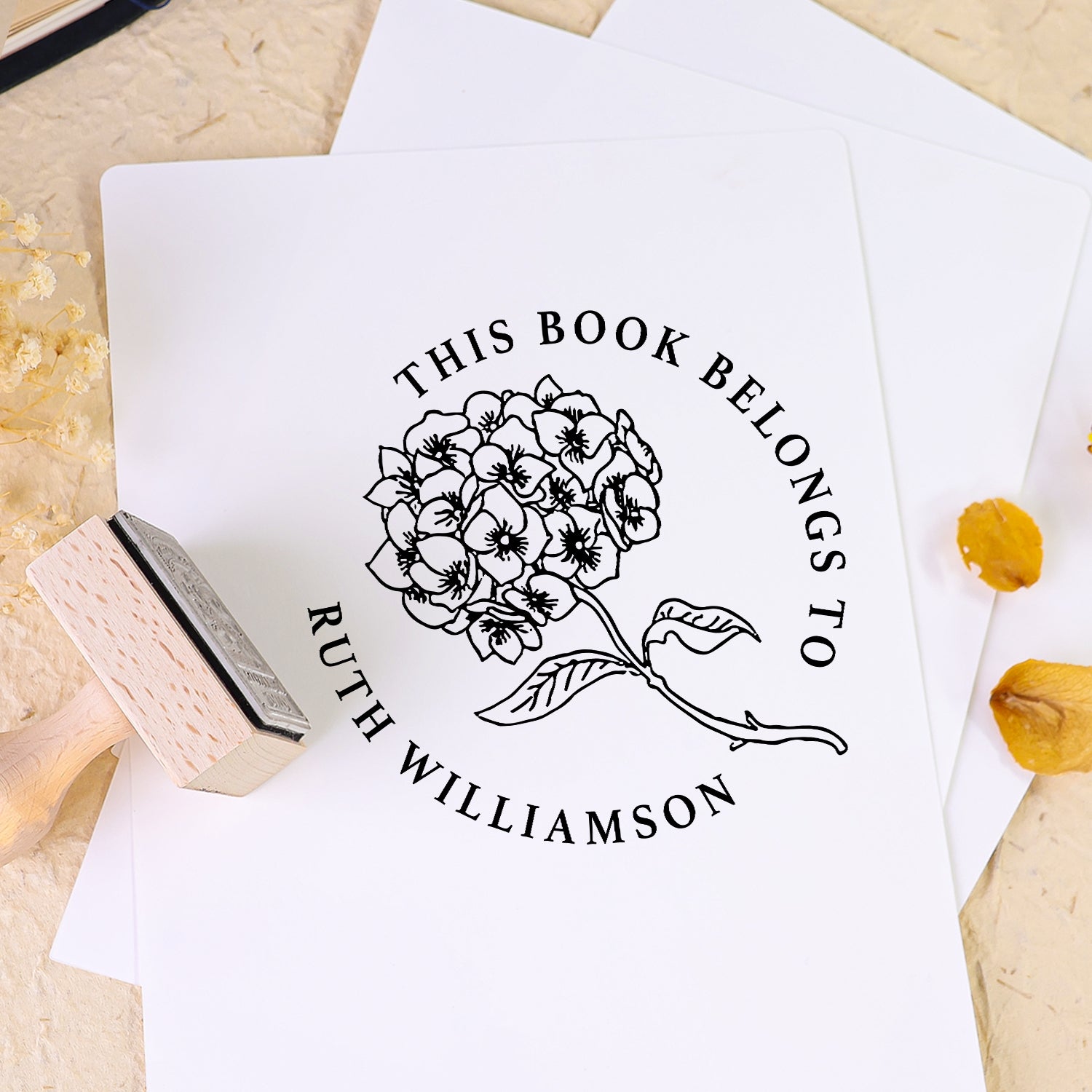 Carimbo de Borracha de Madeira Ex-Libris de Livro Personalizado Twin Soaring Swallow