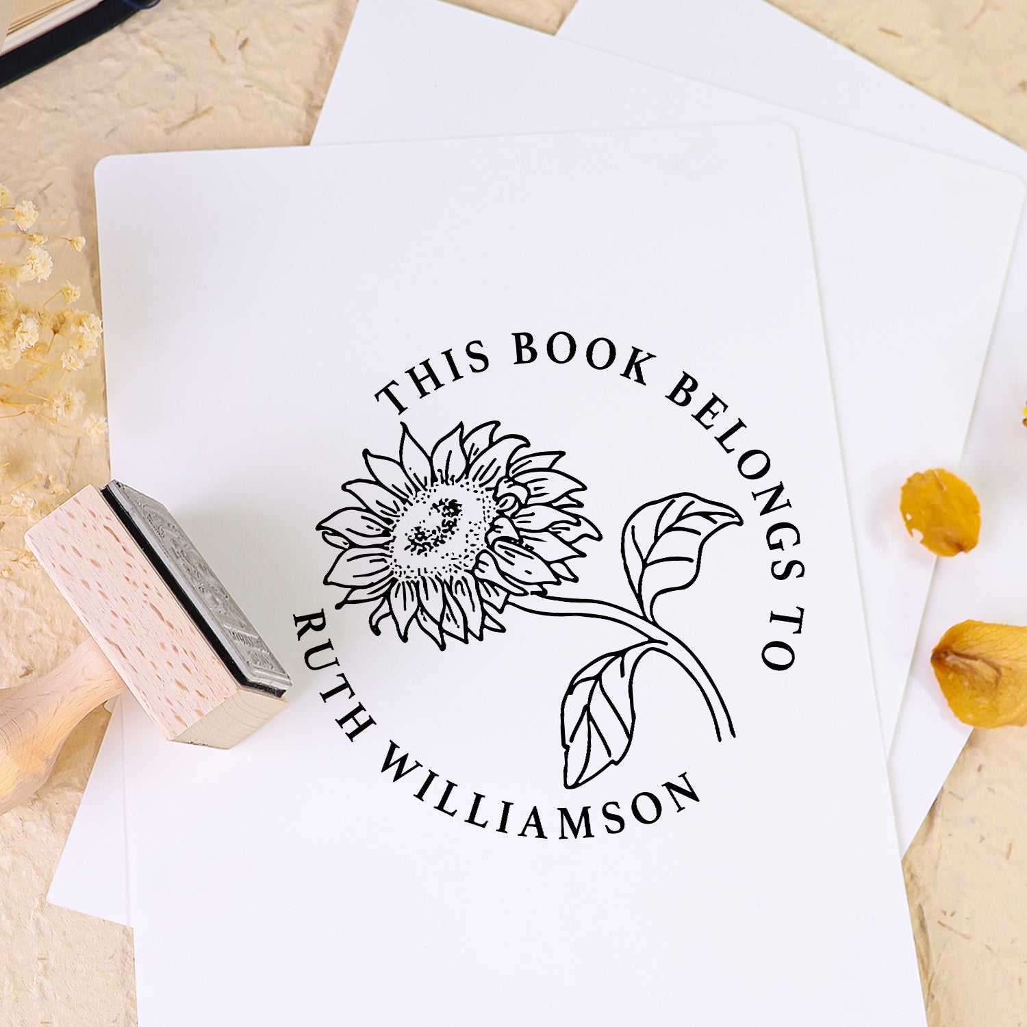 Carimbo de Borracha de Madeira Ex-Libris de Livro Personalizado Twin Soaring Swallow