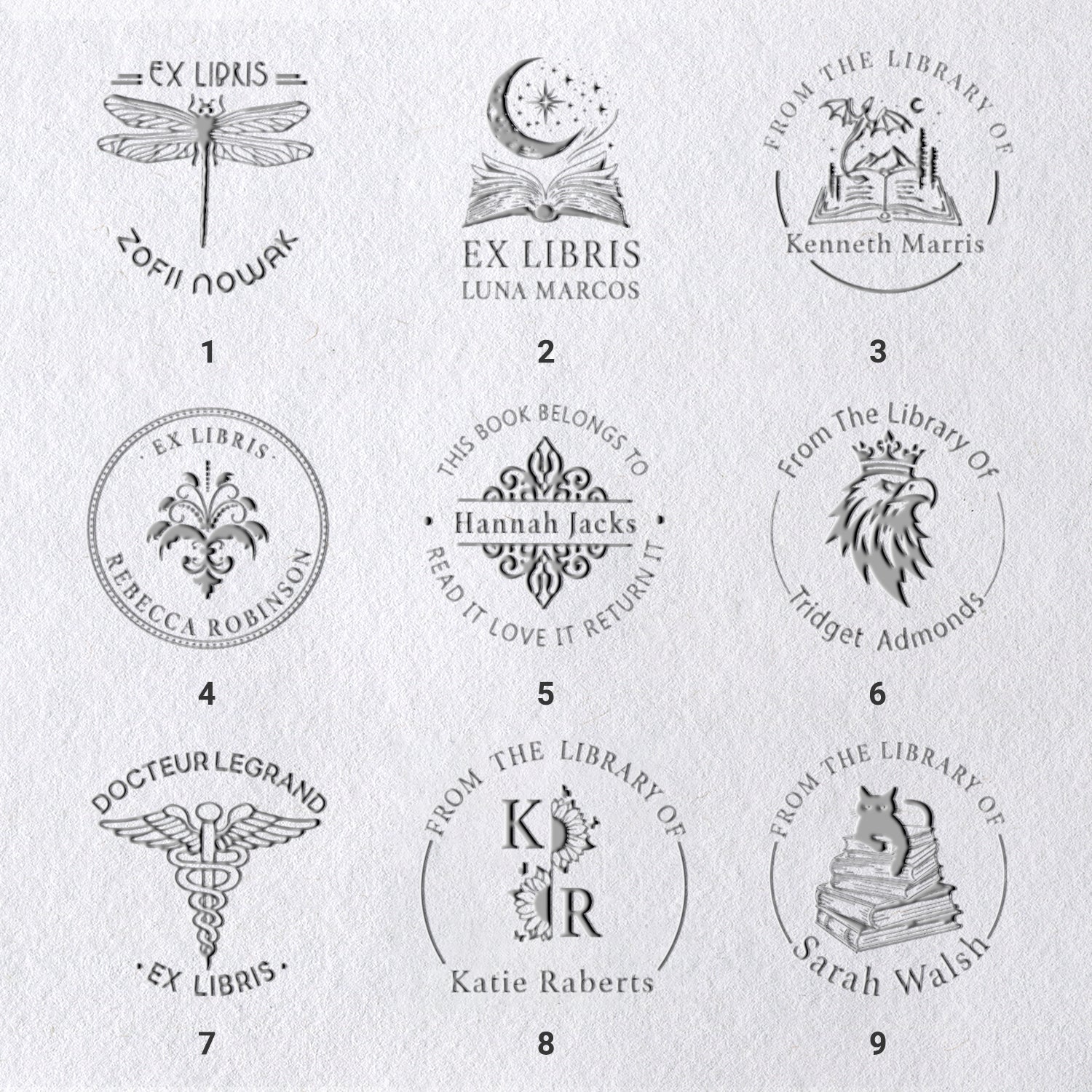 Chancela de Livros Personalizada (12 Designs)3