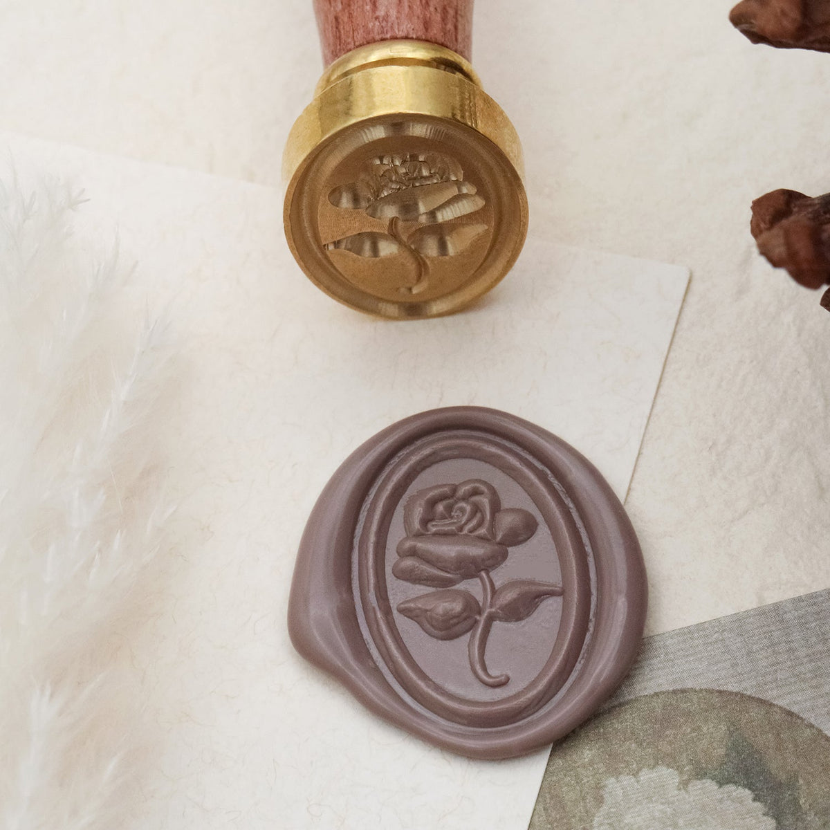 Stamprints Carimbo de sinete de lacre com Rosa em relevo 3D 1