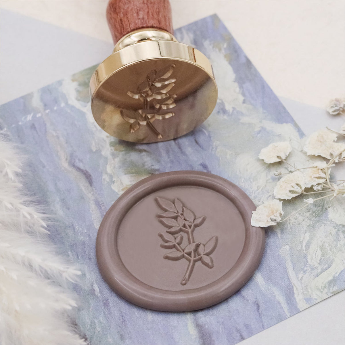 Stamprints Flores Ervas Sinete de Lacre Carimbo 1